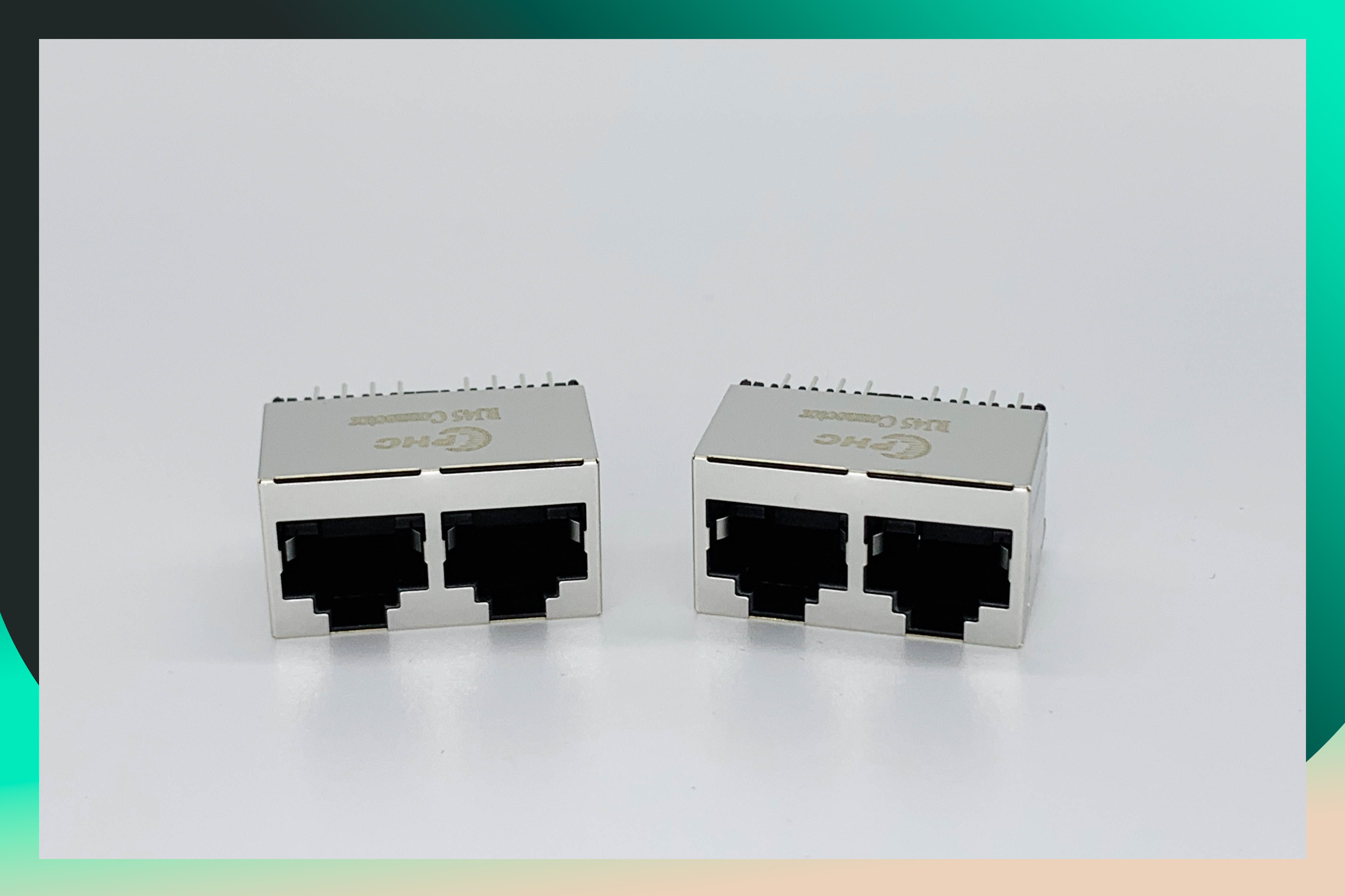 125VAC Magnetic RJ45 Jack Modular Ethernet Connectors Multi Port 1x2 Gold Flash Tray