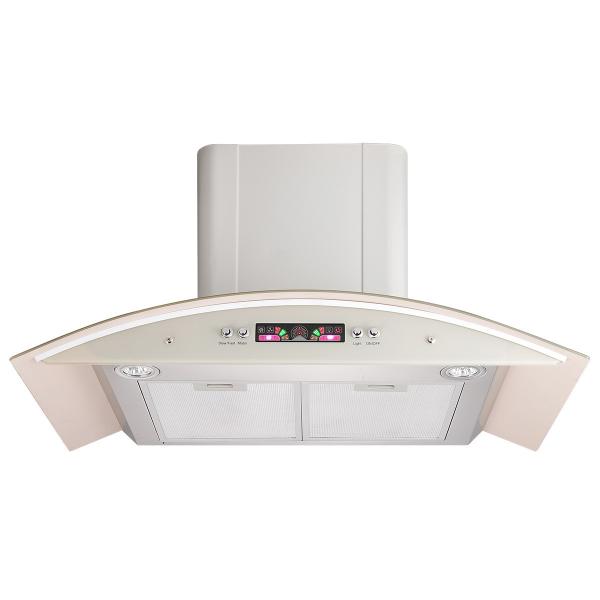 Stainless Steel Glass Arc Shaped Kitchen Range Hood Low Noise Wall Mounted