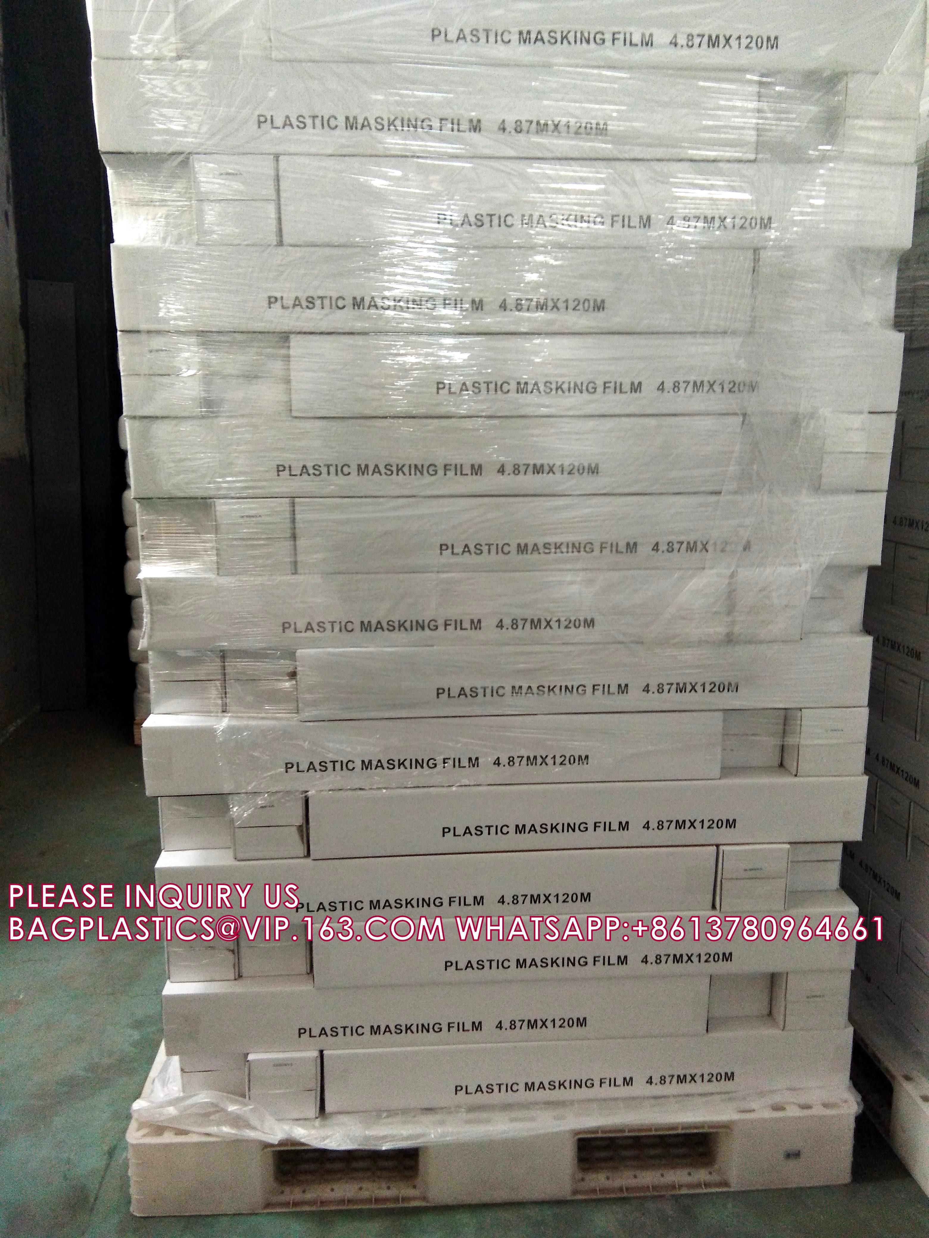 Car Protective Film Manufacturer Auto Paint Pre Taped Masking Film Painters Plastic Sheeting Roll with Masking Tape