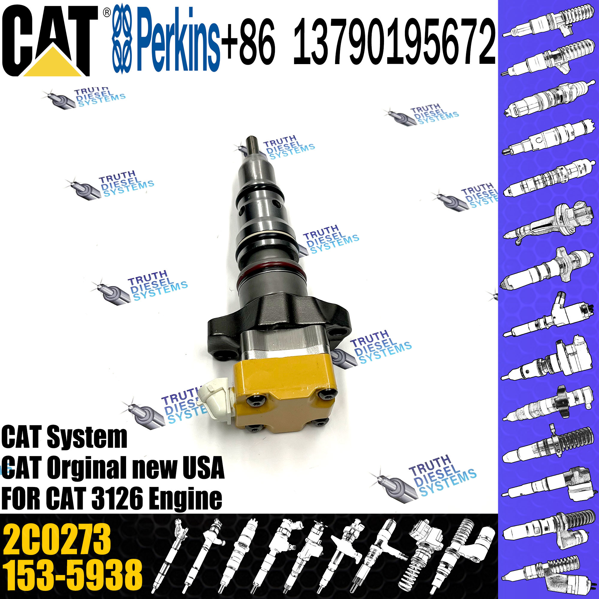 fuel injector 10R1262 174-7526 2C0273 232-1183 111-7916 177-4753 138-8756 222-5963 for Caterpillar Engine 3126
