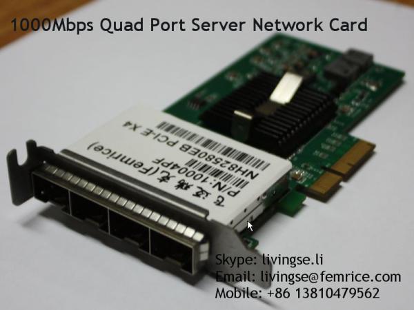 PCI Express x4 x8 x16, Quad Port 1000Mbps Server Network Adapter, SFP Slot LC