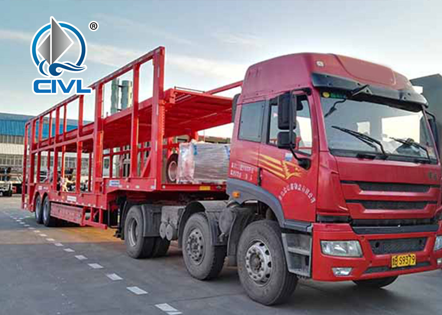 Two Axle Car Carrier Semi Trailer , Car Carrier Semitrailer Two Axle Semitrailer