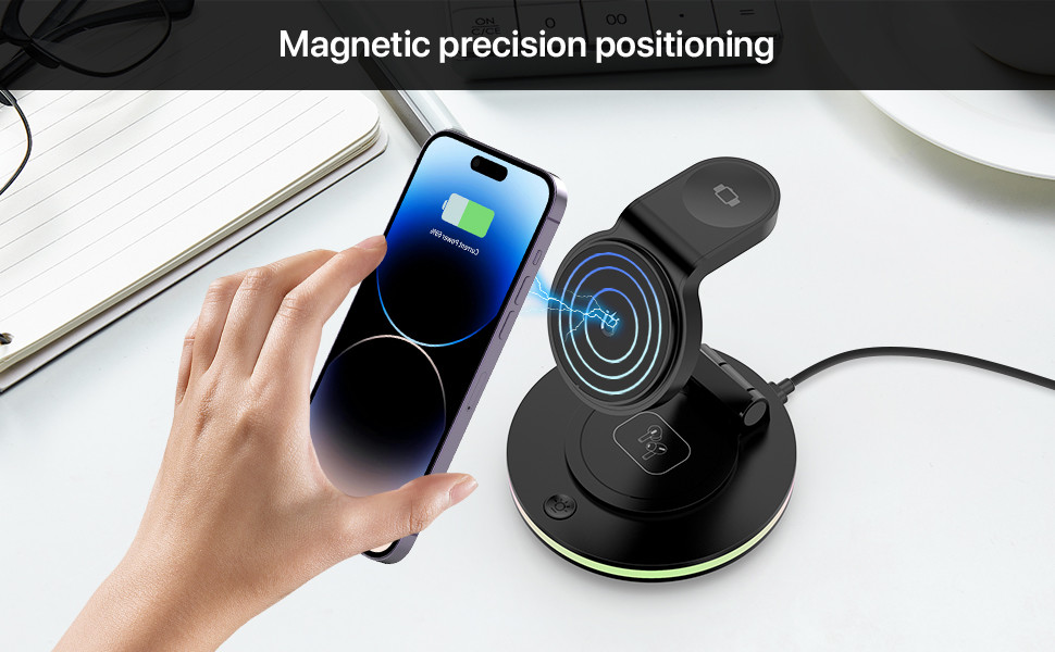 ABS PC 3 in 1 Foldable and Portable Magnetic Wireless Charger with Fast Charging