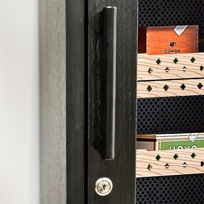 Touch Digital Control Black Wood Frame Cigar Cooler Humidor With Door Lock
