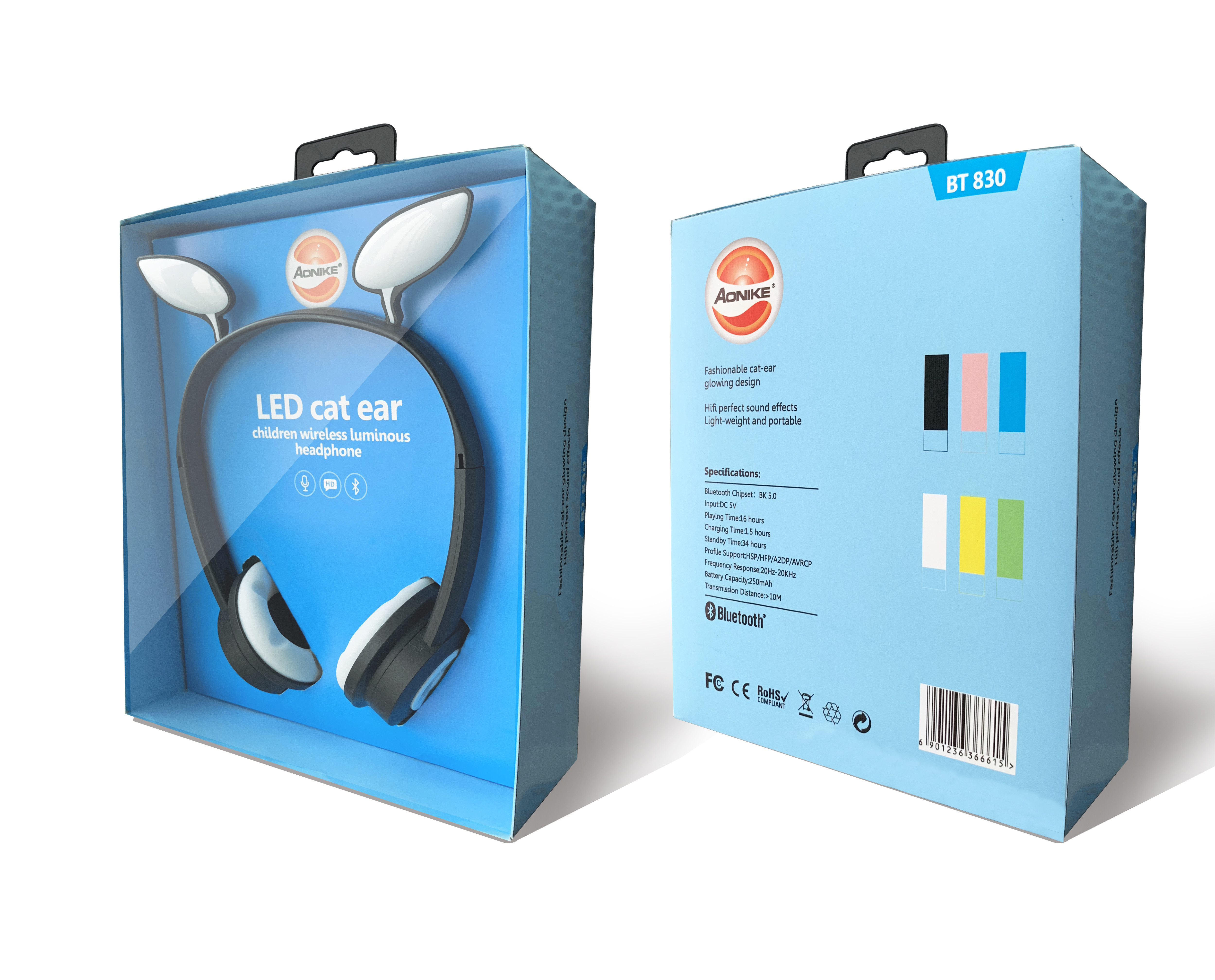 10m 10mW Luminous Bluetooth Earphones For Children