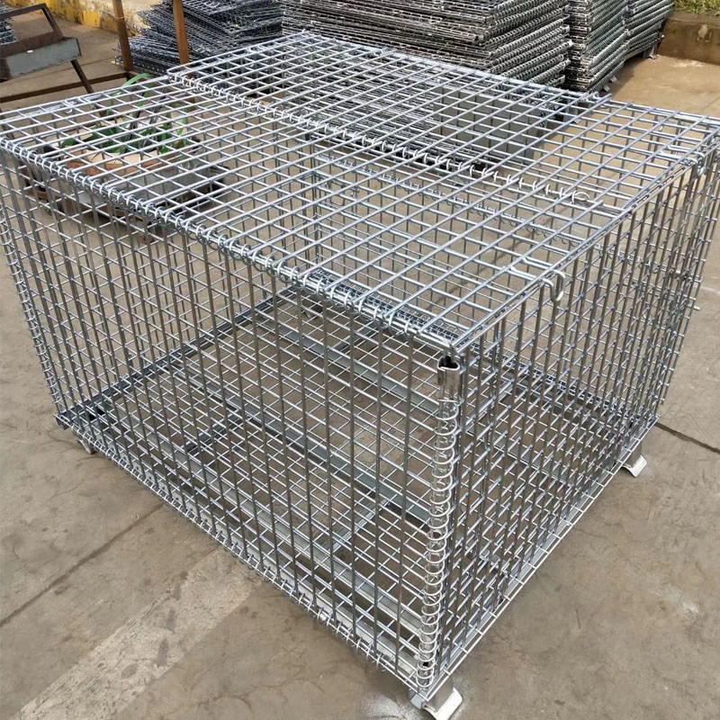 Stackable 4 High Storage Wire Mesh Pallet Cage Auto Parts Storage Cages