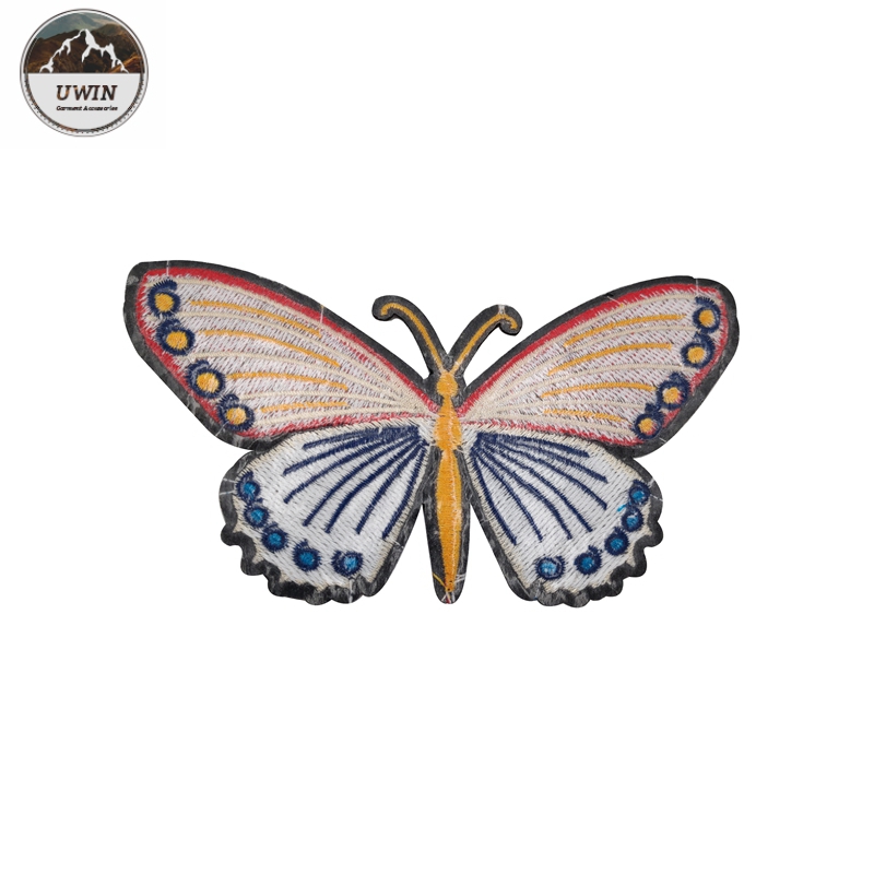 Butterfly Iron On Embroidered Patches Stick On Style With Merrowed / Heat Cut Border
