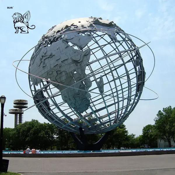 Stainless Steel The Earth Sculpture Metal Whole World Globe Statue Hollow Art