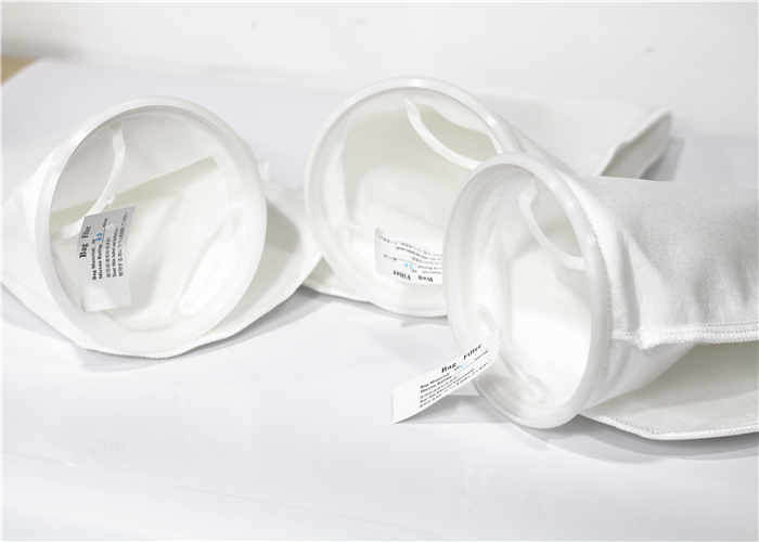 100 300 Micron Filter Bag , Fabric Nylon Filter Bag White Color Post Heat Setting