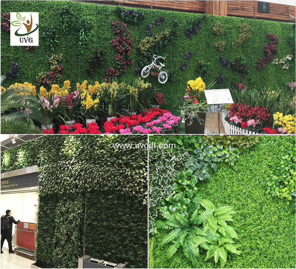 UVG 60*40cm fake outdoor plants artificial boxwood mat for green wall decoration GRS10