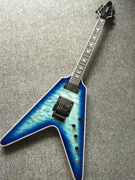2017 custom kinds colors alien flying v guitar free shipping blueburst color