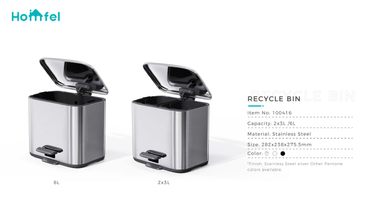 2 Division 3L*2 Capacity Stainless Steel Recycle Bin for Stylish Waste Management