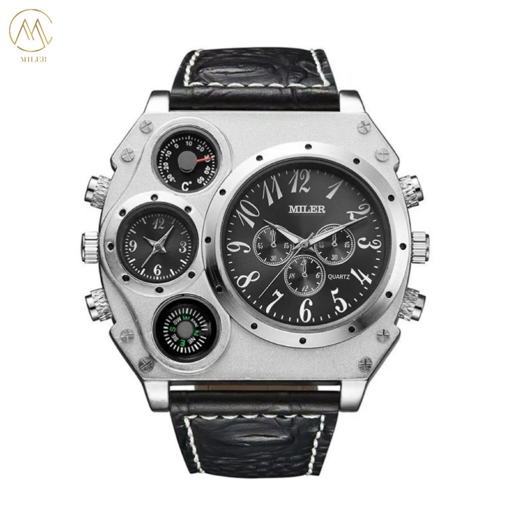 New Sport Watches Men Super Big Large Dial Male Quartz Clock Decorative Thermometer Compass Luxury Men's Wrist Watch