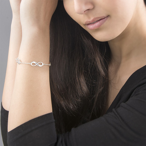 0.18oz 0.79cm Custom Silver Bracelets Solid 18k Gold Triple Infinity Bracelet