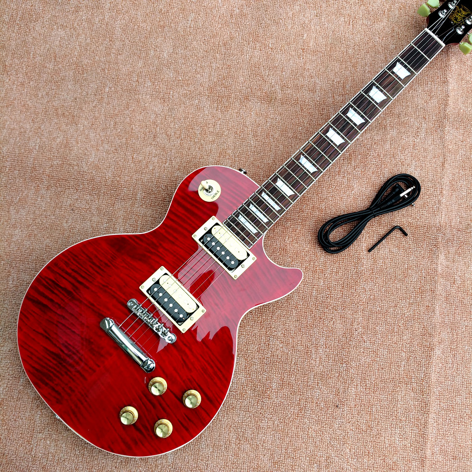 LP slash electric guitar, Flame Maple Top rosewood fingerboard electric guitar, free shipping