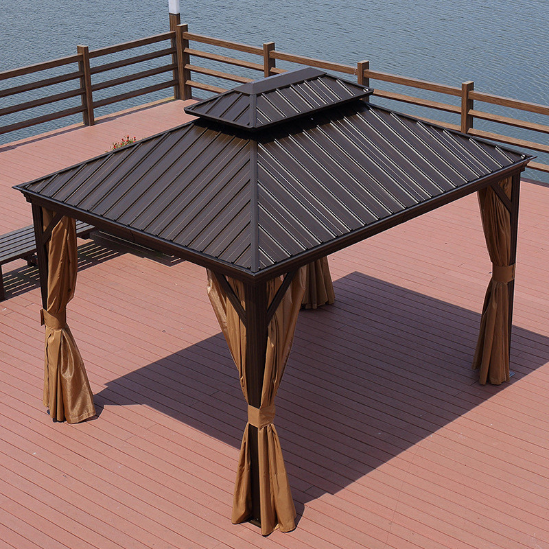 Polycarbonate Double-Roof Canopy Gazebo Canopy Outdoor Hardtop Gazebo