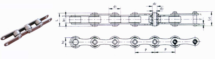 Hollow Pin Roller Conveyor Chain Durable ANSI Standard Pallet Packing