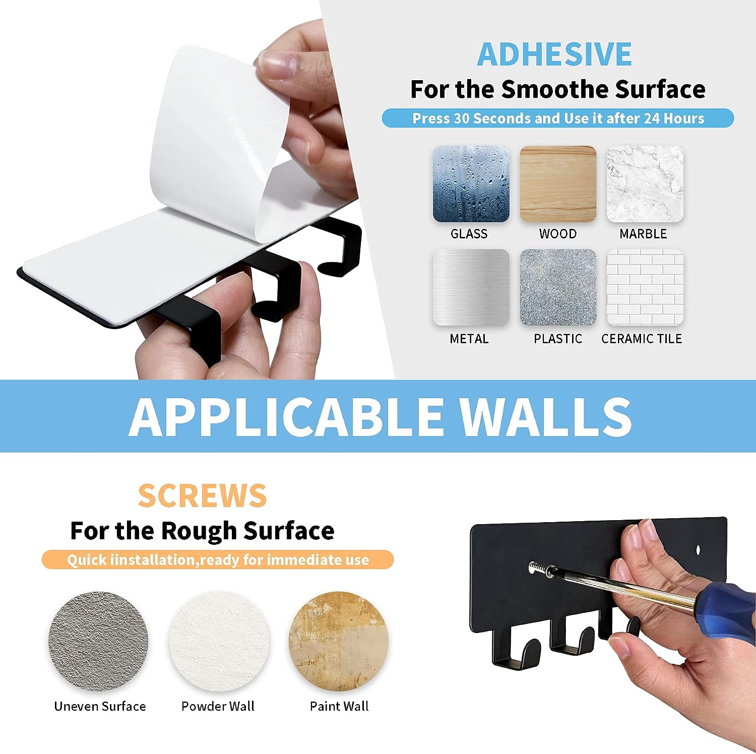 6-Hook Metal Key Holder for Wall Mounting Perfect for Organizing Keys in Hallways