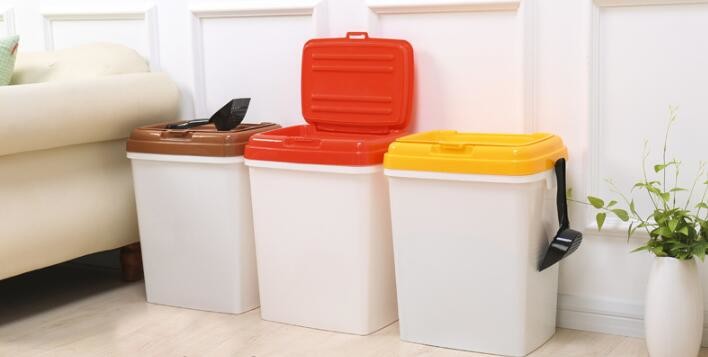 40L 15kgs 17lbs high quality stocked customized pet food storage container bucket dispenser dog food can box for dog cat