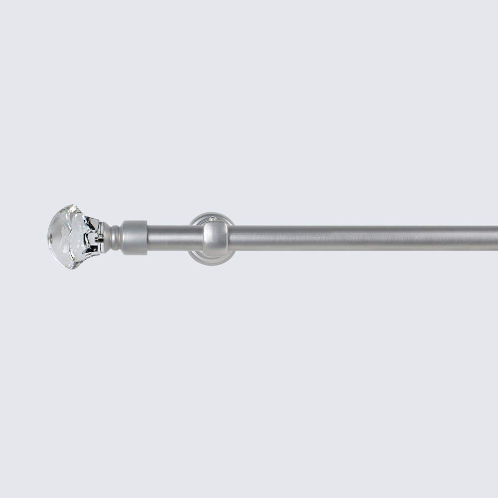 28mm Crystal Finial Extendable Metal Curtain Rod Set Adjustable Length