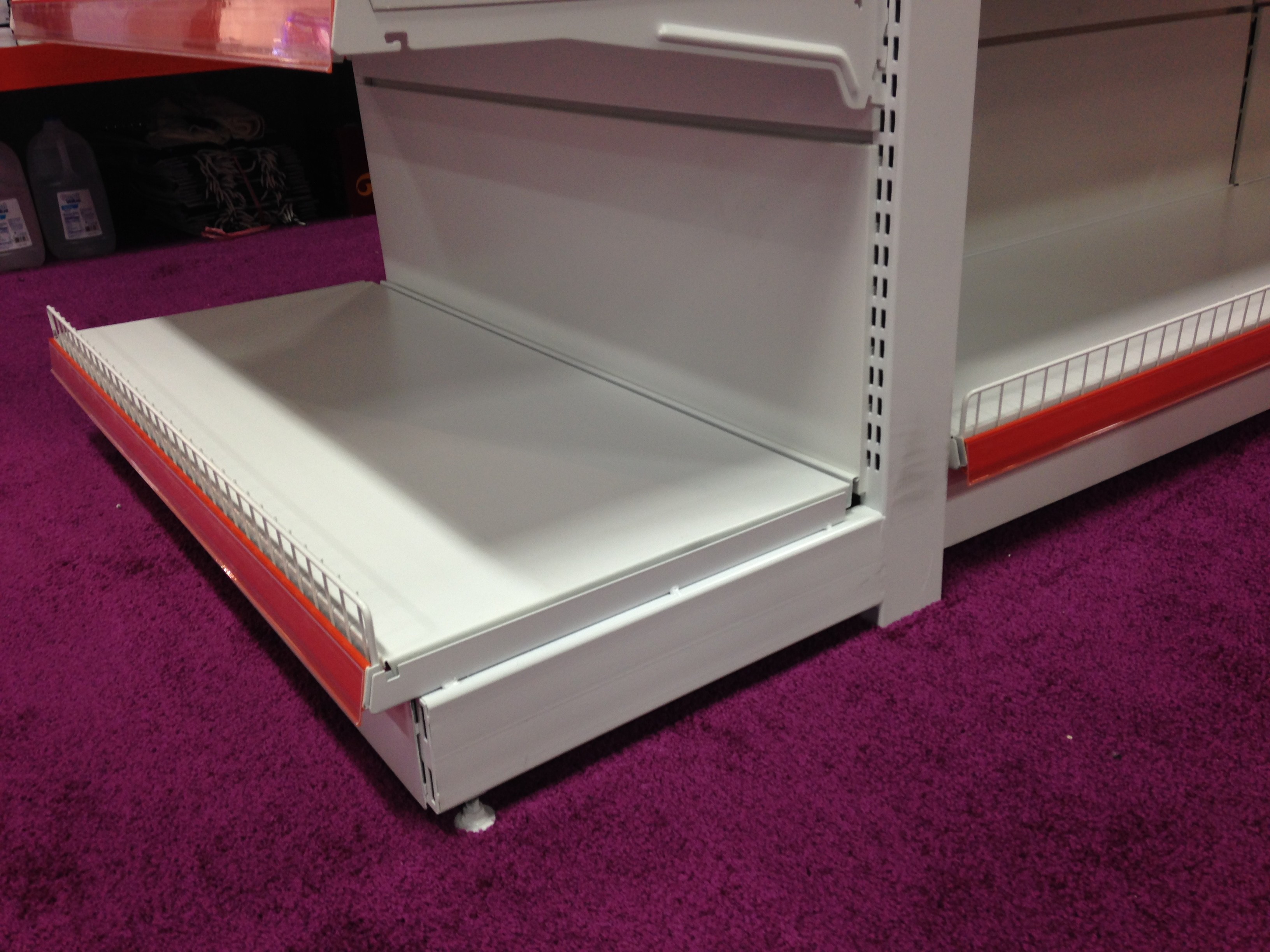 Modular Supermarket Metal Shelves With Round Hole Pegboard Panel / Plain Panel