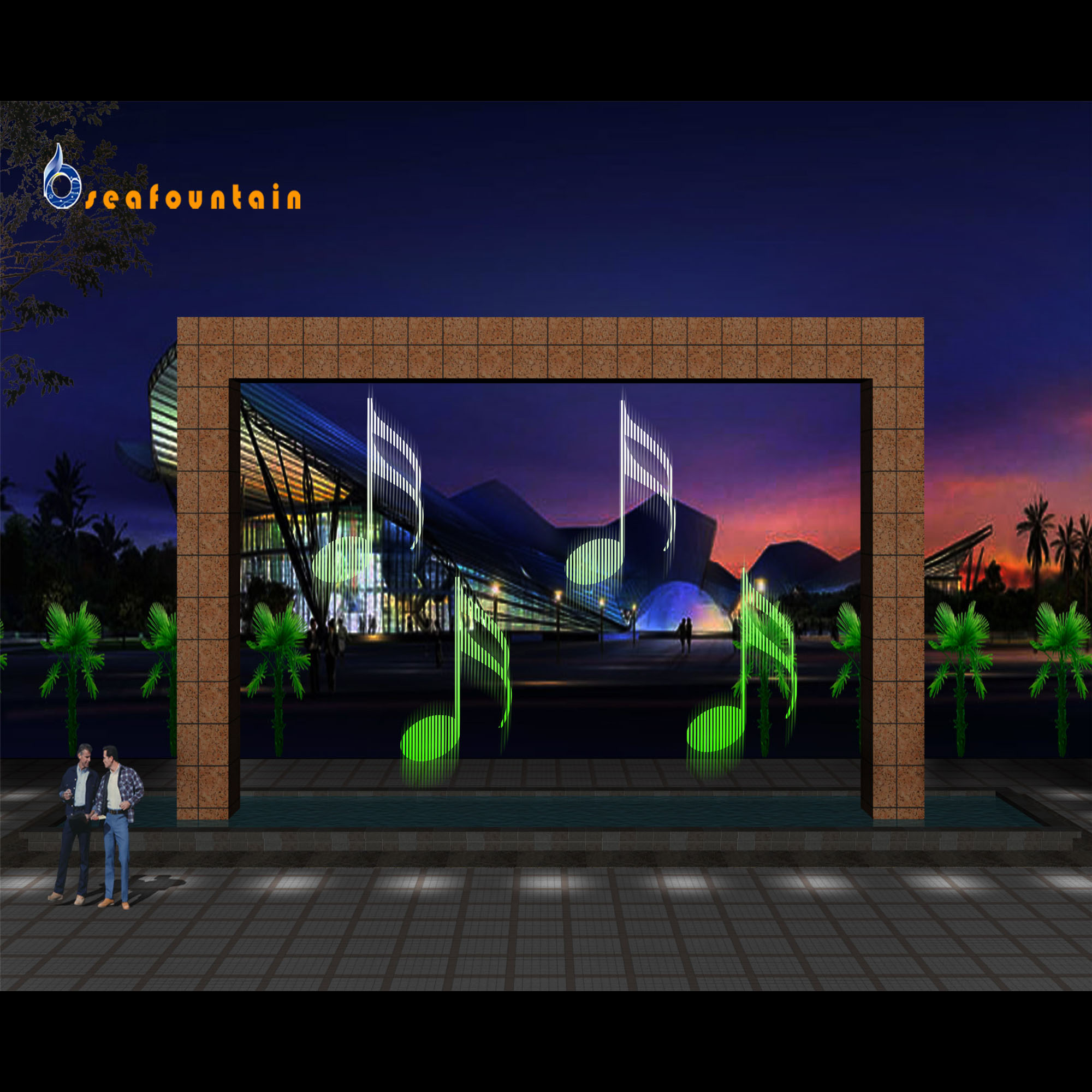Indoor Interactive Words Pic Show Programmable Water Curtain
