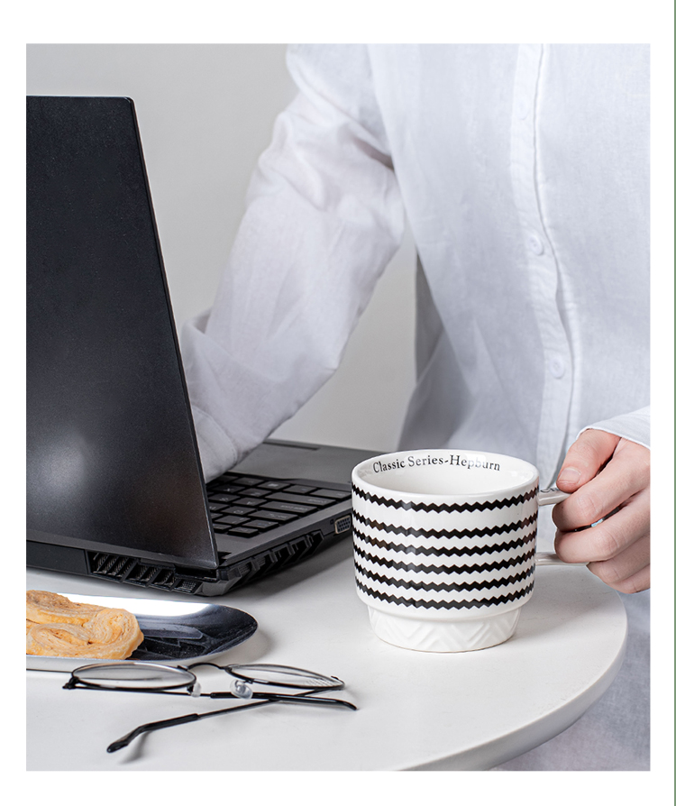 Experience The Elegance Of Black And White Ceramic Mug Coffee Cup For Business Gifts