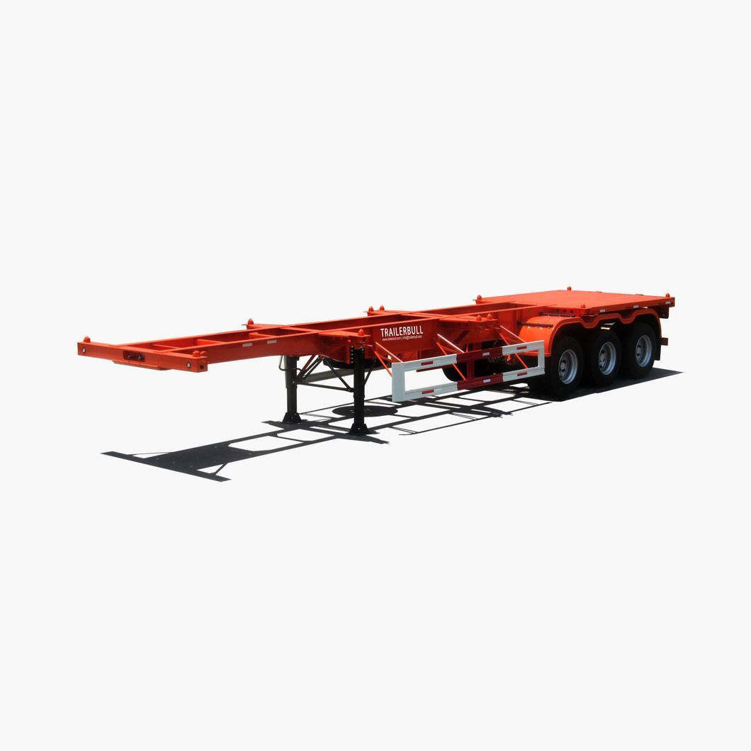 40FT ISO Straight Skeleton Truck Trailers with 3 Axles for Heavy Duty Container Transit