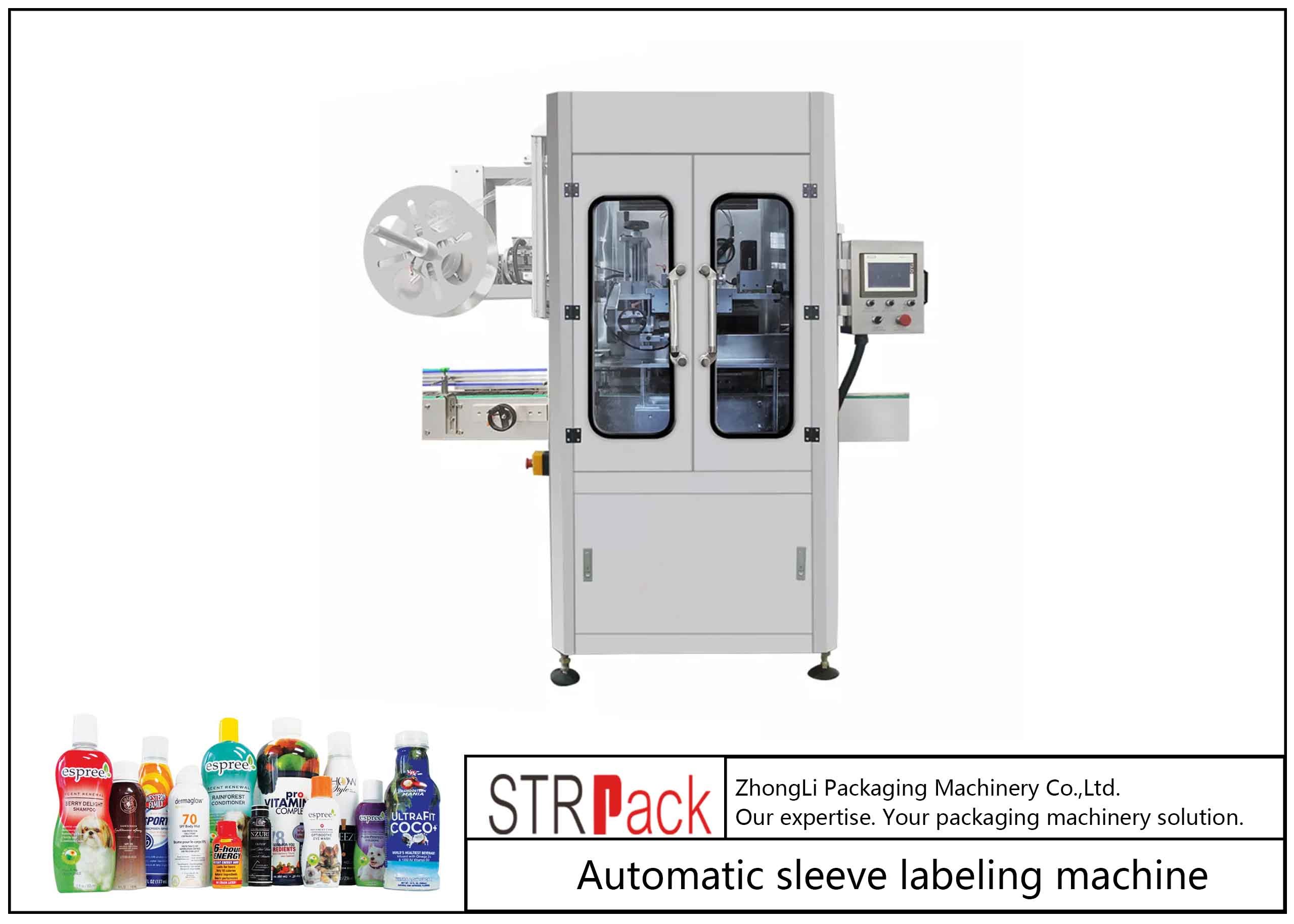 PVC / PET Bottle Automatic Sleeve Labeling Machine 150 Bottles/Min