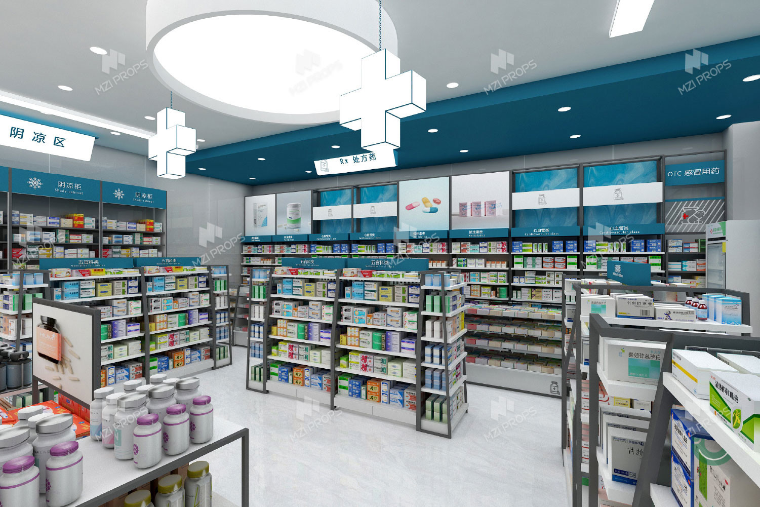 05-QWJYS Pharmacy Store Zoning With Avant-garde minimalist style