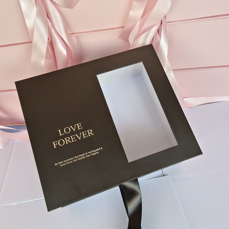 Custom Romantic Valentine&prime;s Day Flower Jewelry Jewellery Display Box with PVC Window for Wedding Christmas Birthday Party Luxury Paper Packaging Gift Box