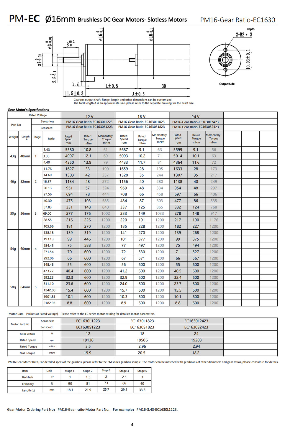 16mm brushless dc gear motor