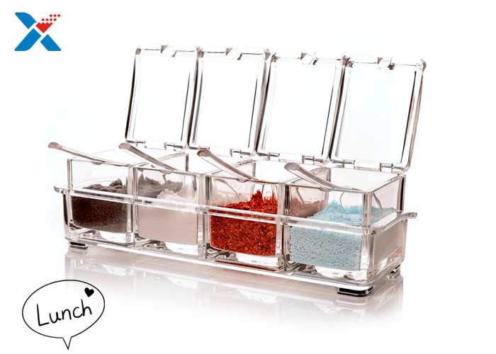 Transparent Acrylic Box , Acrylic Seasoning Box For Nuts / Sauces Storage