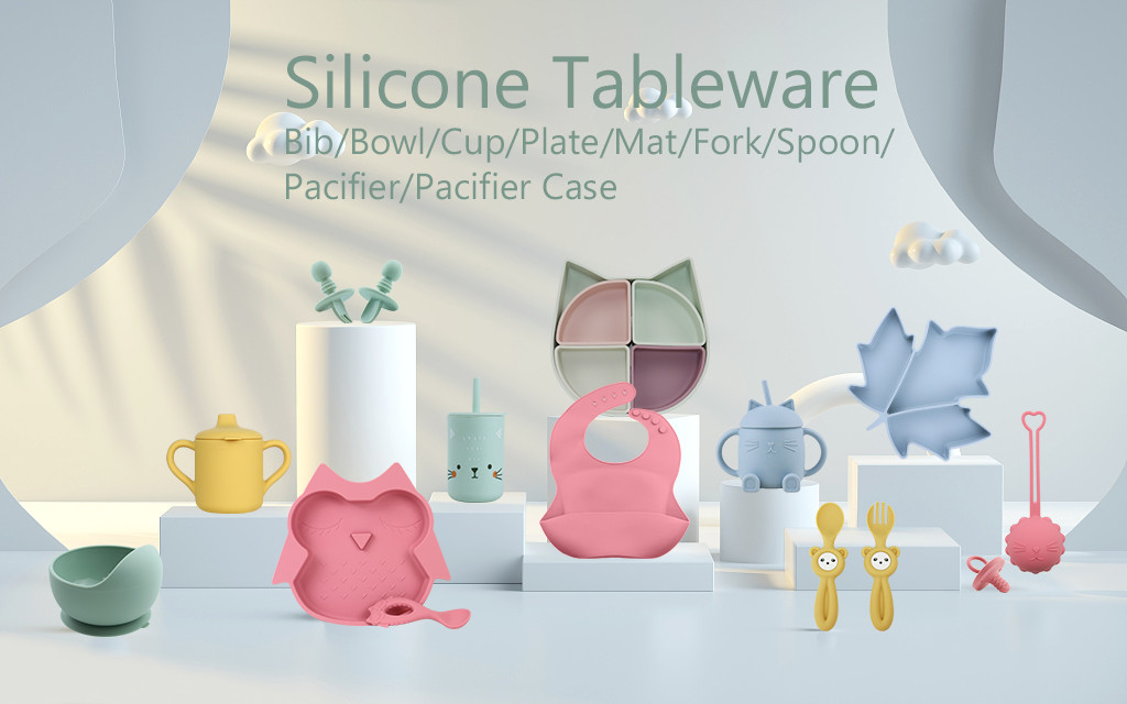 Food Grade Silicone Baby Cat Divided Plate Feeding Bowl Cartoon Fox Dishes Suction