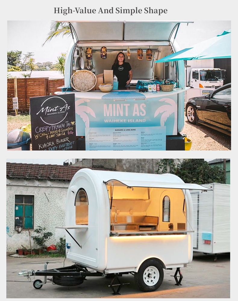 Vacuum Tyre Mobile Food Carts with Grilled Sausage Machine and Stainless Steel Design