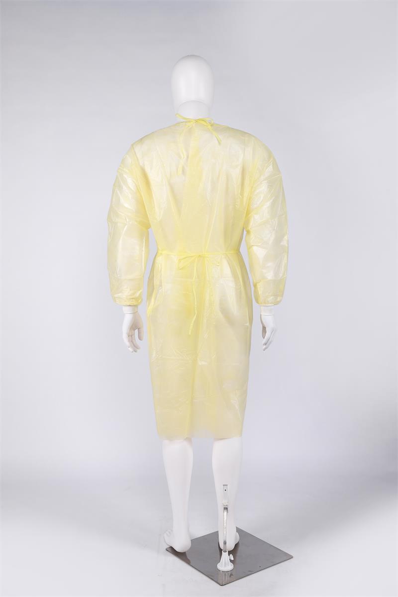 S&J Disposable Isolation Gown Polypropylene Gown with Knit Cuff Long Sleeve 10 Pack Yellow Isolation Grown
