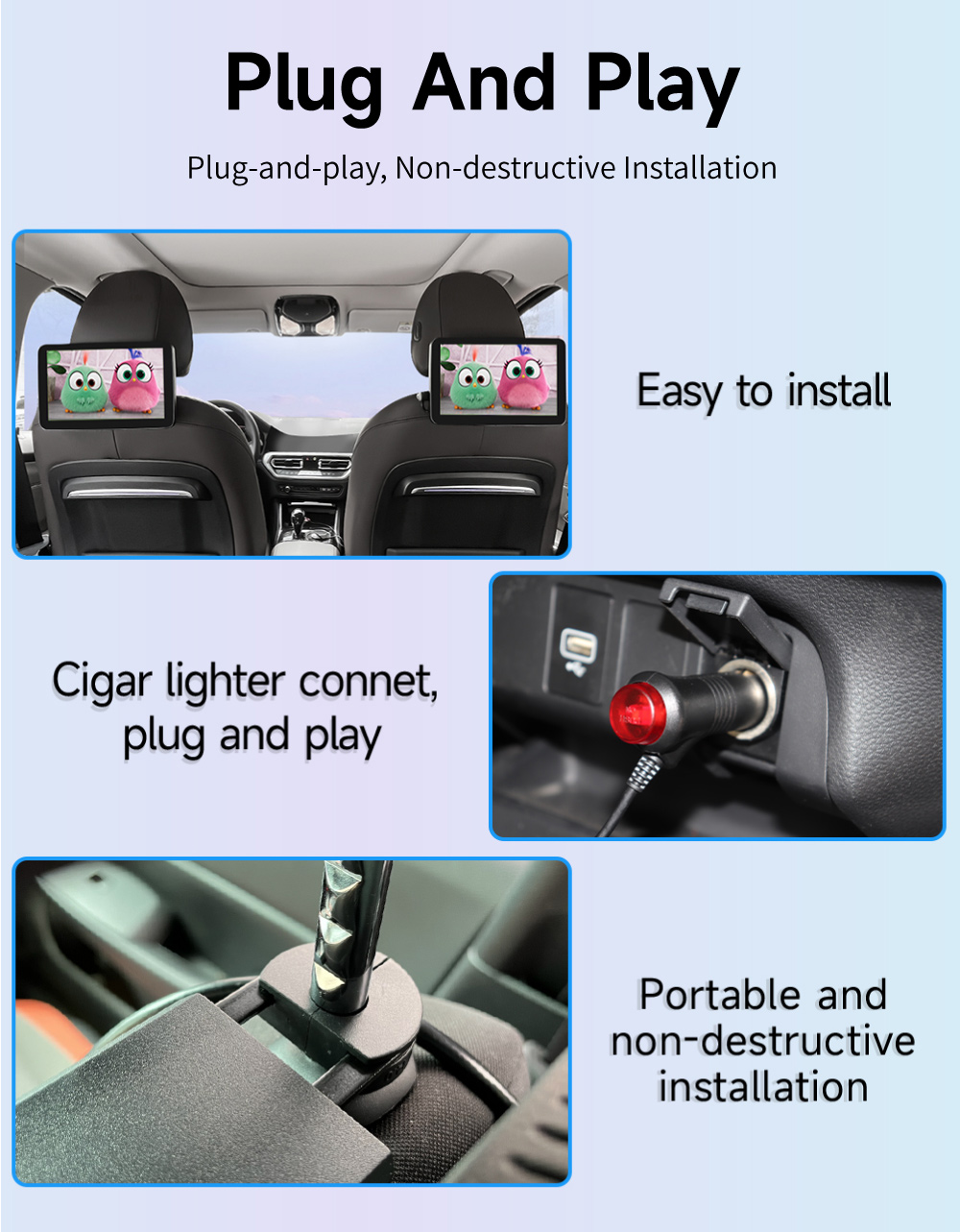 MP3/MP4 Players Combination Headrest Monitor Display IPS Android Tablet for Car Rear Seat