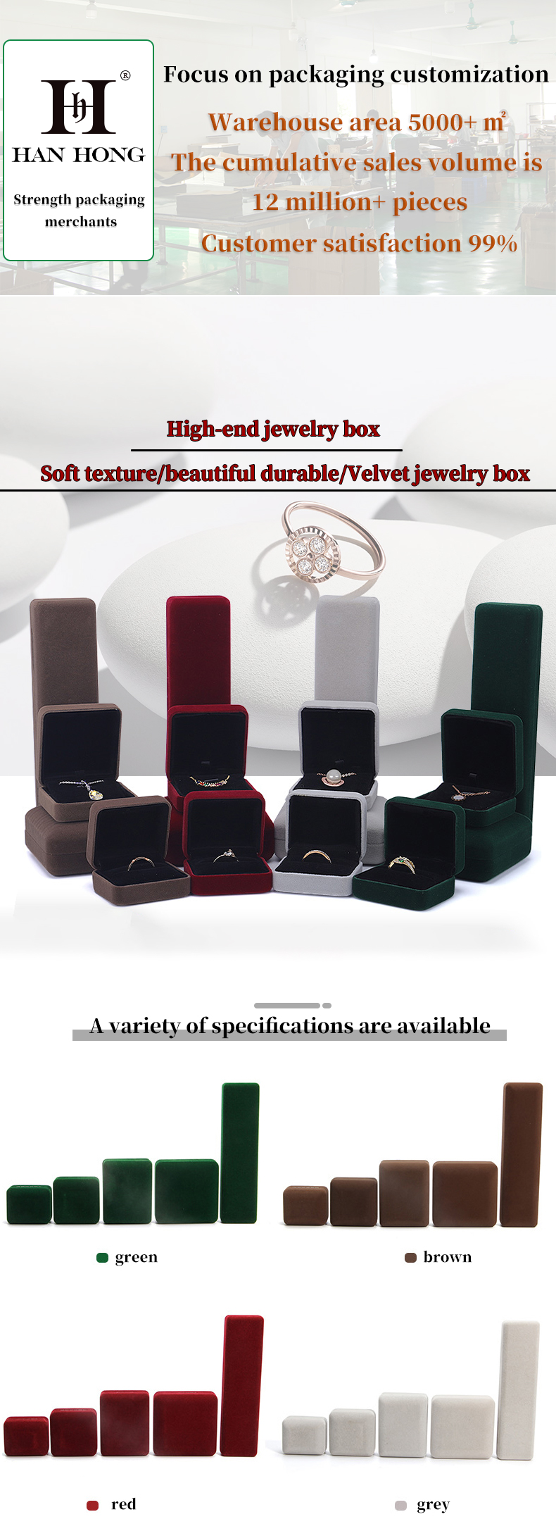 Customized Size Velvet Jewelry Box For Storing And Protecting jewellery Collection