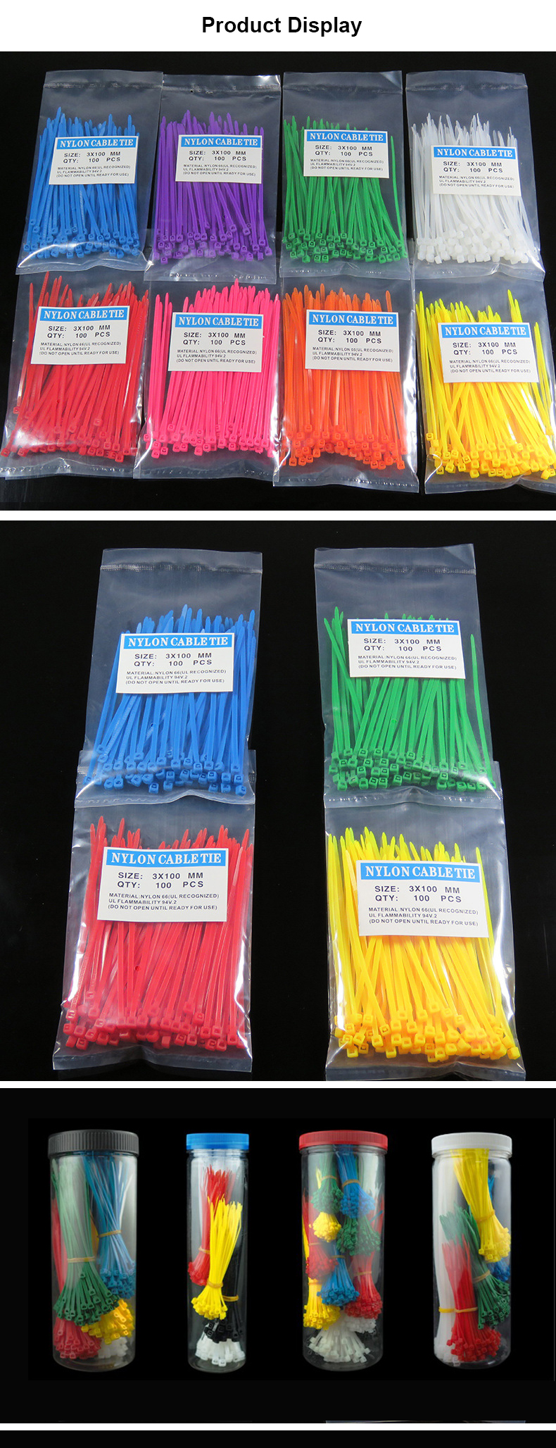 China Factory Directly Provide Pull Lock Adjustable Loop Self Locking Nylon Cable Zip Ties
