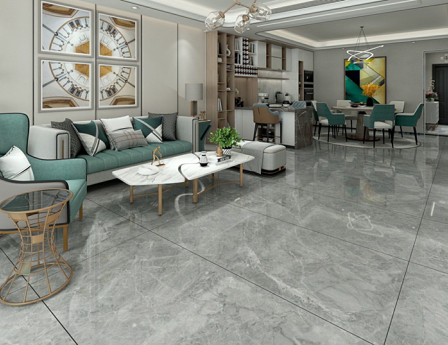 Wear-Resistant W.A 0.5% Water-Proof Interior Wall 900x1800x9mm Glazed Polished Porcelain Tile For Living Room And Bathroom