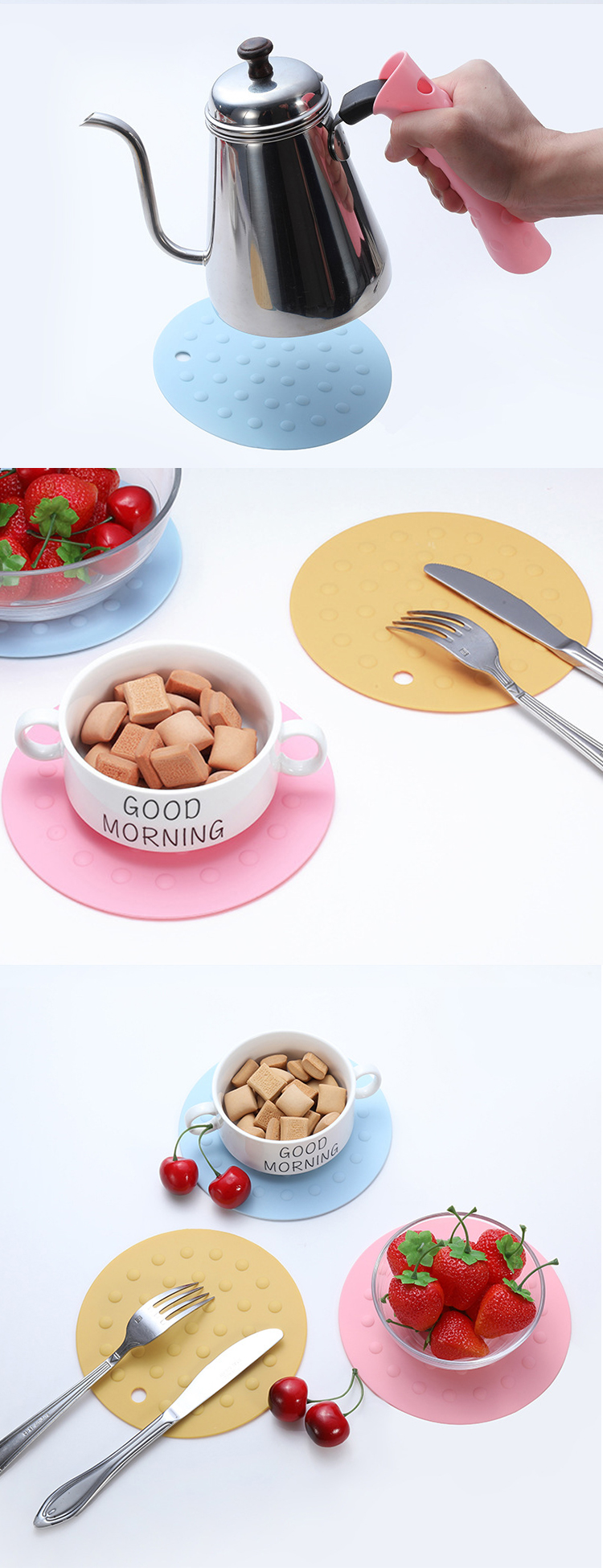 Anti Slip Round Silicone Heat Resistant Placemat