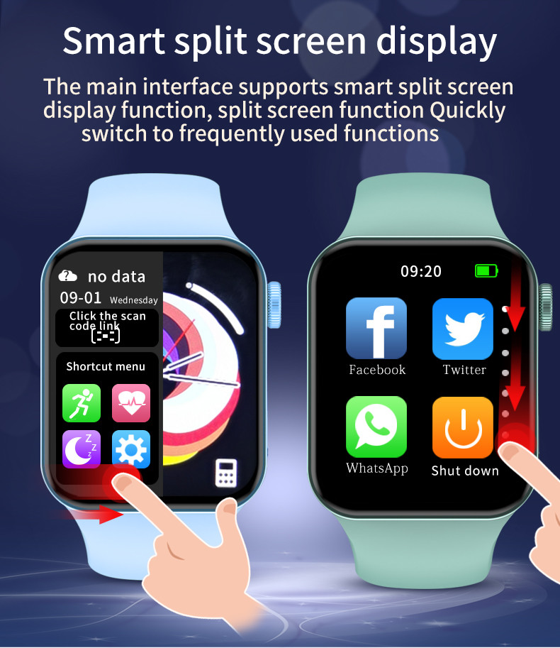 170mAh Series 7 Smart Watch 1.5H Charging 1.75 Inch Touch Screen X8 Max