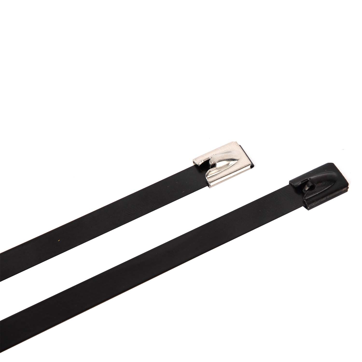 UV Resistant Black 316 Stainless Steel Cable Ties Polyester Coated SS Zip Ties