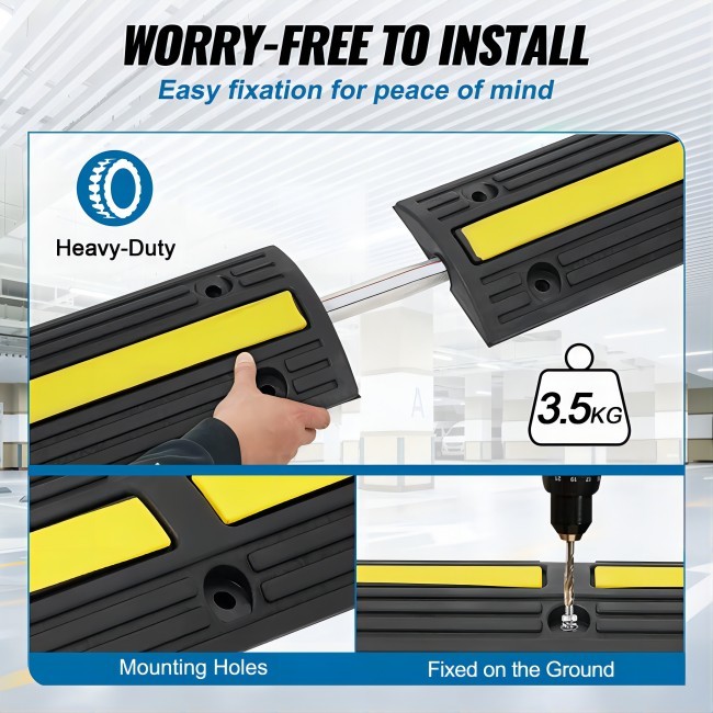 38in 6600Lbs Rubber Speed Hump 4 Pack Of 1 Channel Rubber Road Hump 3ton