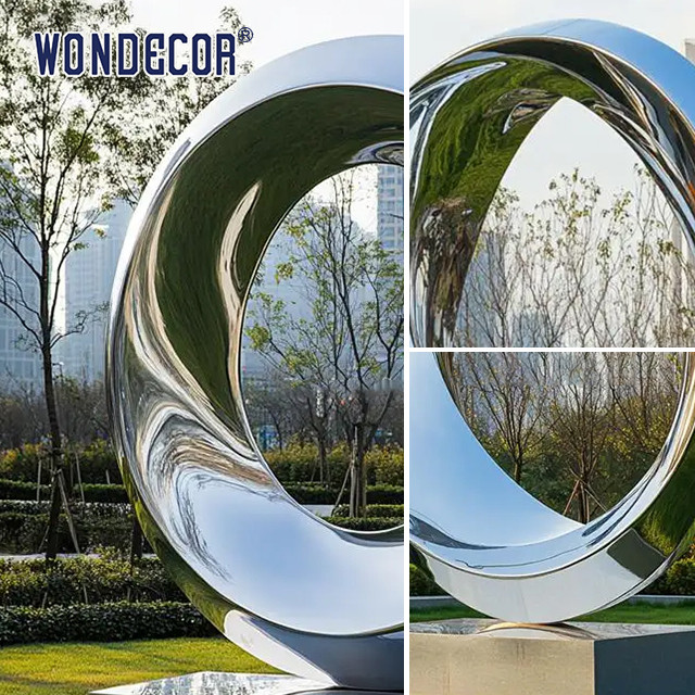 Outdoor Pop Art Large Metal Ring Sculpture Stainless Steel Ring Sculpture