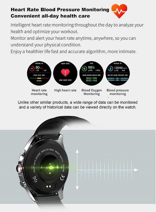 128Mb Bluetooth Android Smartwatch Zinc Alloy 1.32 Inch For Men