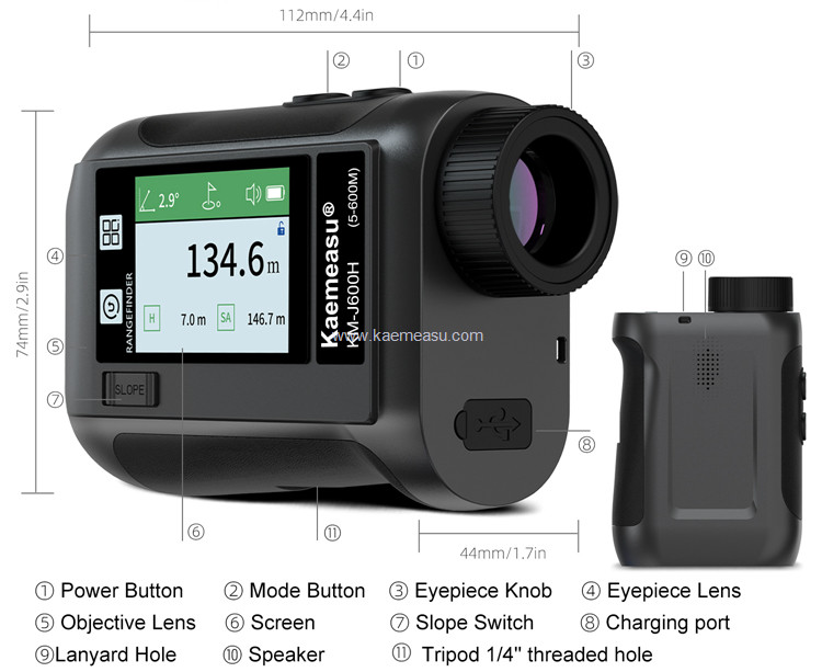 kaemeasu Multifunctional Laser Rangefinder Data Broadcast Golf Range Finder Telescope J800