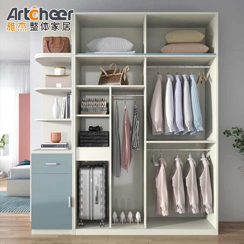 Adjustable Shelf White Melamine Wardrobe for Modern Bedroom in White Finish