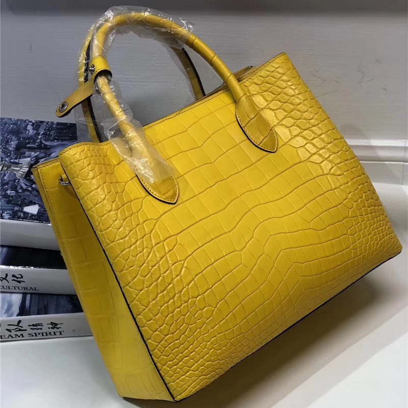 Authentic Real Crocodile Belly Skin Lady Large Purse Genuine Alligator Leather Female Handbag Women Single Shoulder Bag