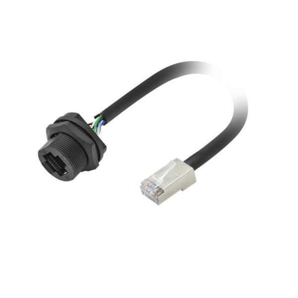 Network 8 Pin Waterproof Rj45 Jack Plastic Straight Male To Female Rj45 Molded